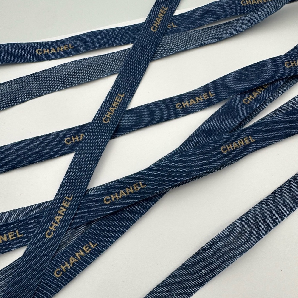 CHANEL Denim and Gold Decorative Ribbon